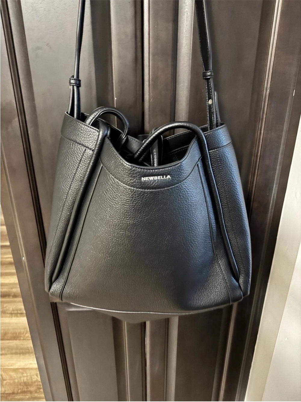 Newbella Black Vegan Leather Large Tote Bag for Women